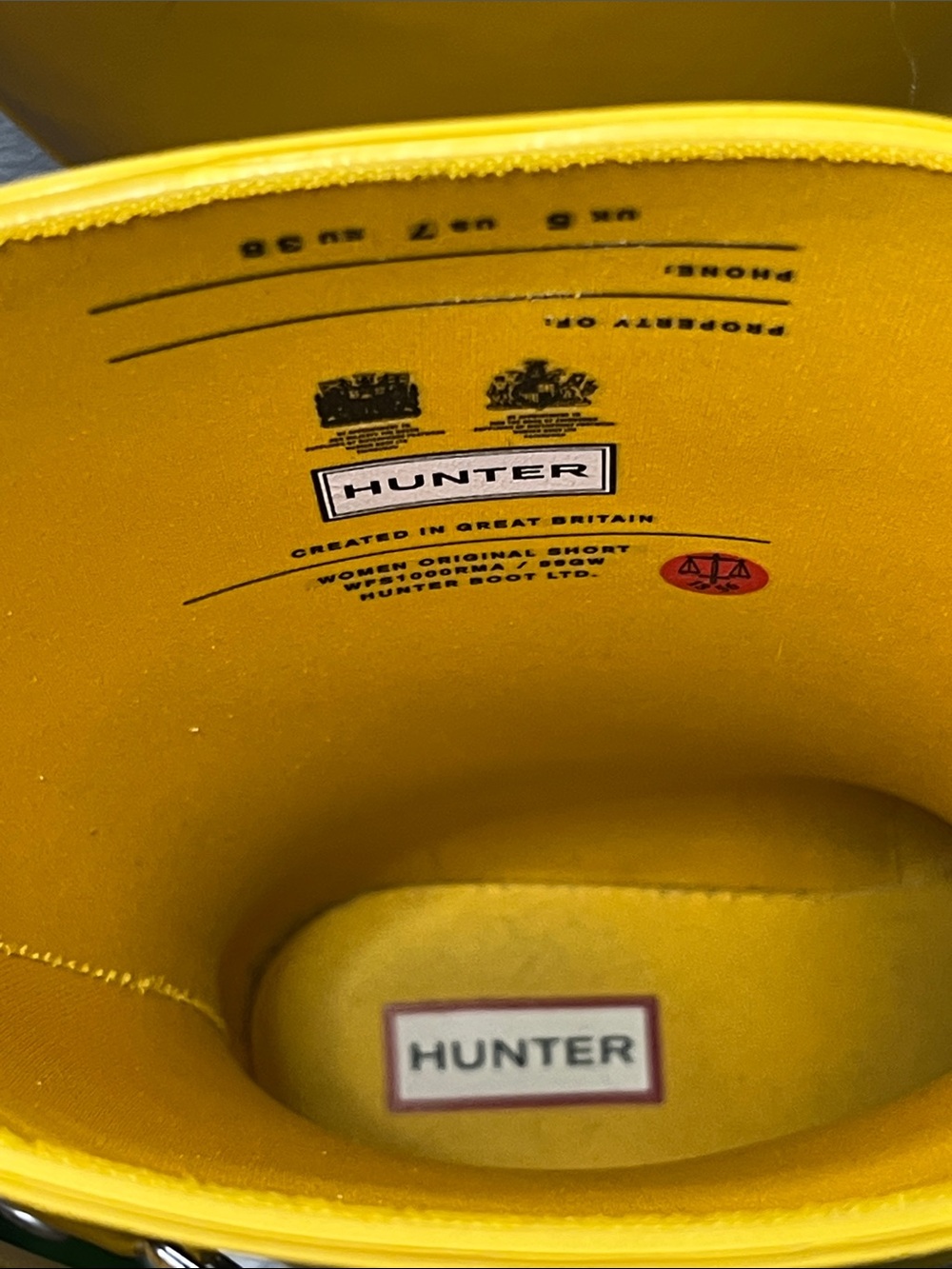 EUC Hunter Original Short Back Adjustable Rain Boots Yellow Women’s Size 7 - Picture 6 of 15